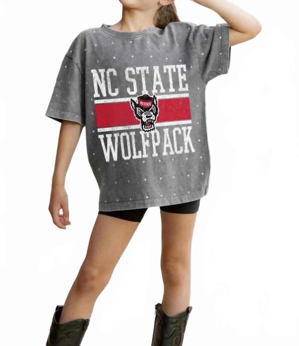 NEW GAMEDAY COUTURE north carolina state mini rhinestone oversized tee in grey
